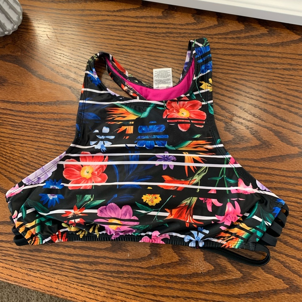 Cute Floral Striped Bikini